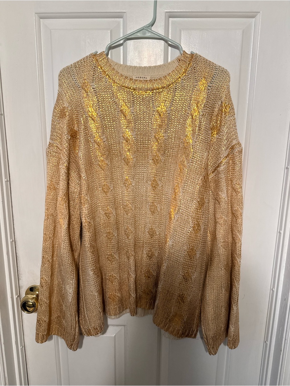 JODIFL Cream and Gold Knit Sweater